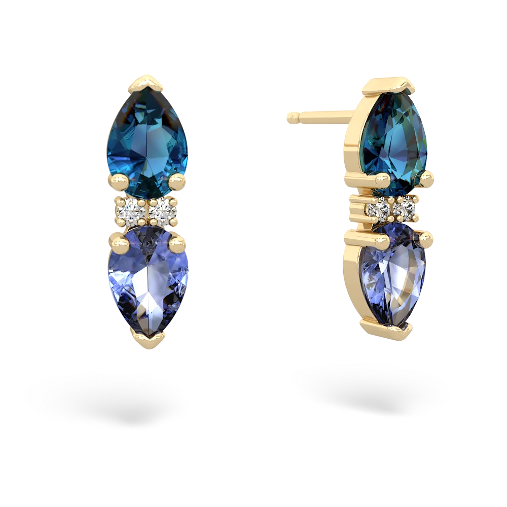 London Topaz Bowtie Drop 14K Yellow Gold earrings E0865