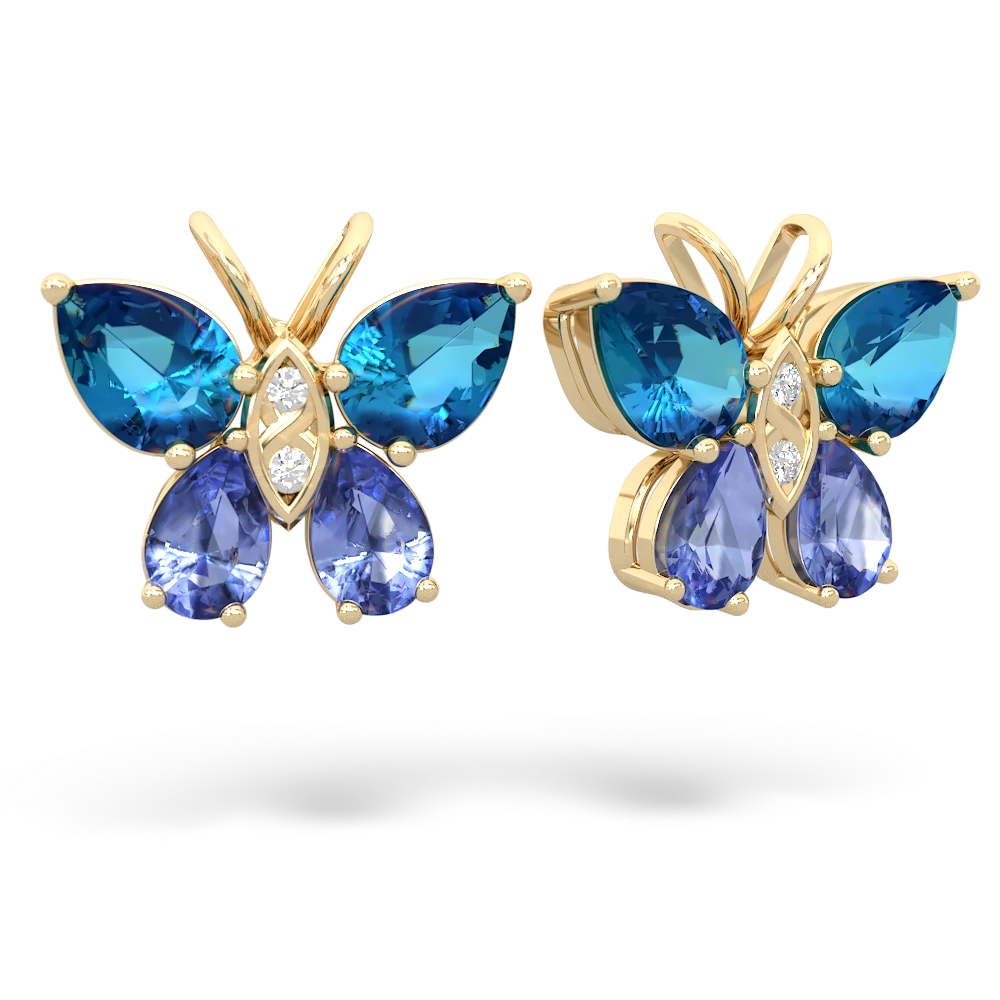 London Topaz Butterfly 14K Yellow Gold earrings E2215