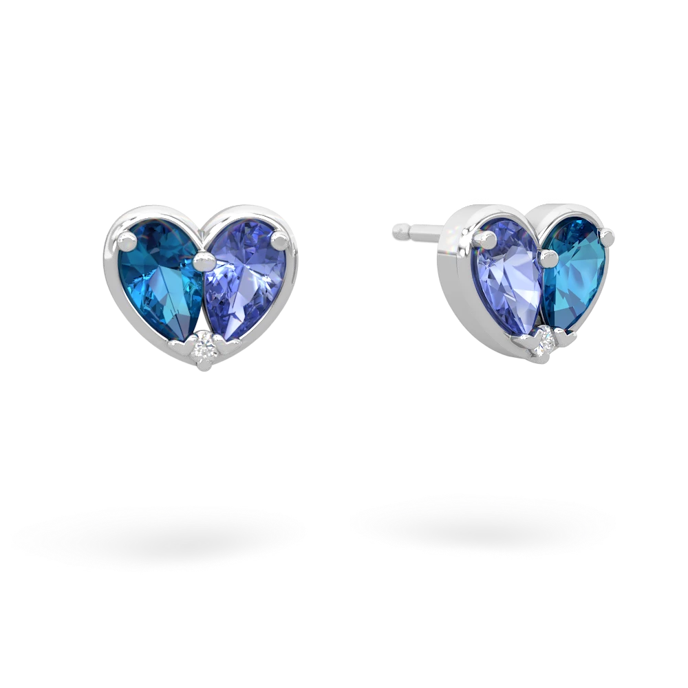 London Topaz 'Our Heart' 14K White Gold earrings E5072