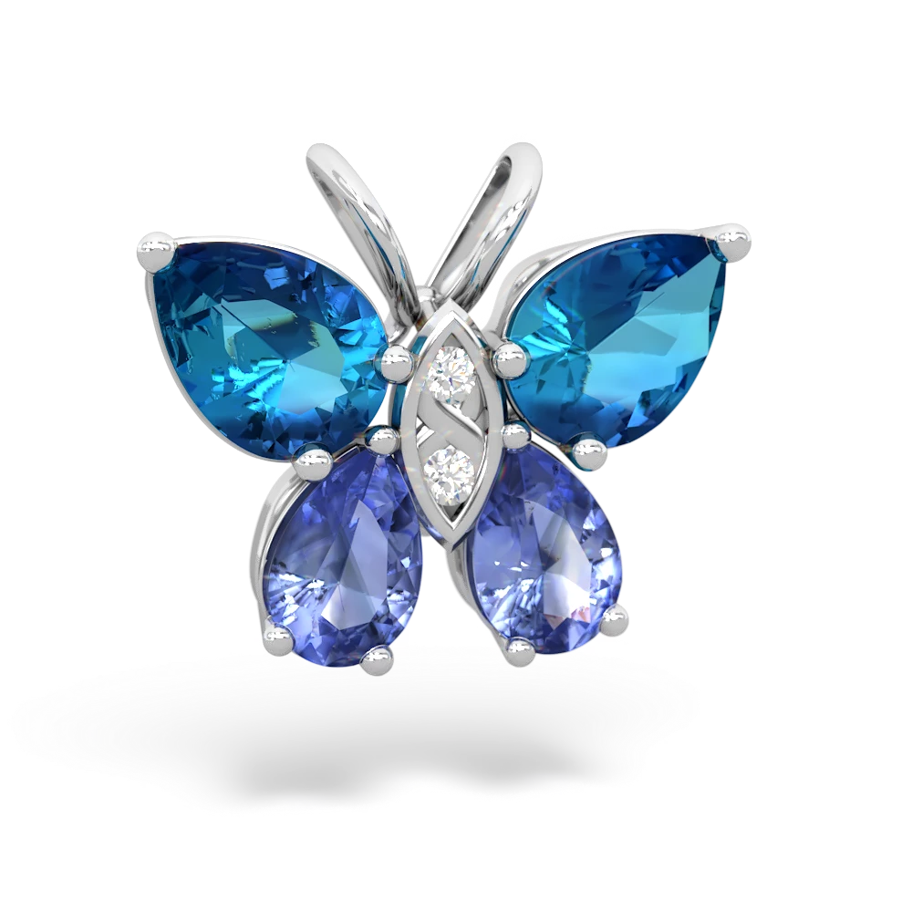 London Topaz Butterfly 14K White Gold pendant P2215