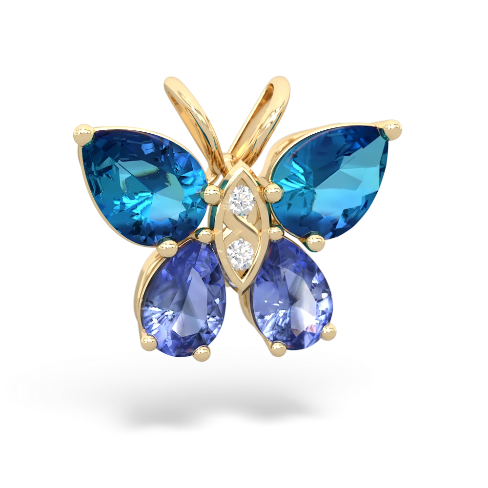 London Topaz Butterfly 14K Yellow Gold pendant P2215