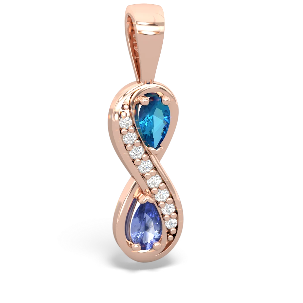 London Topaz Diamond Infinity 14K Rose Gold pendant P5390