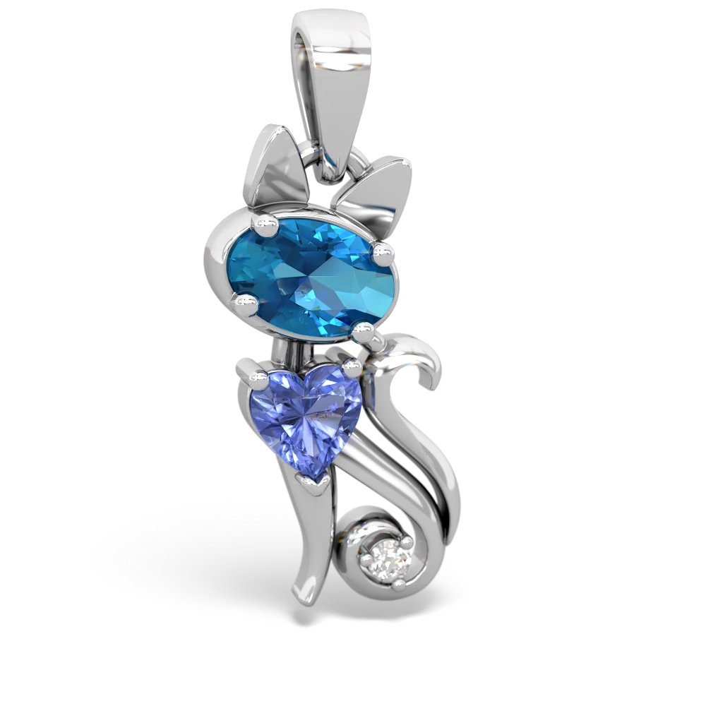 London Topaz Kitten 14K White Gold pendant P5780