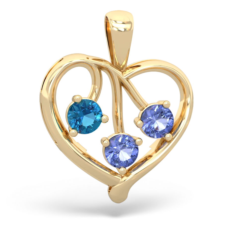 London Topaz Glowing Heart 14K Yellow Gold pendant P2233