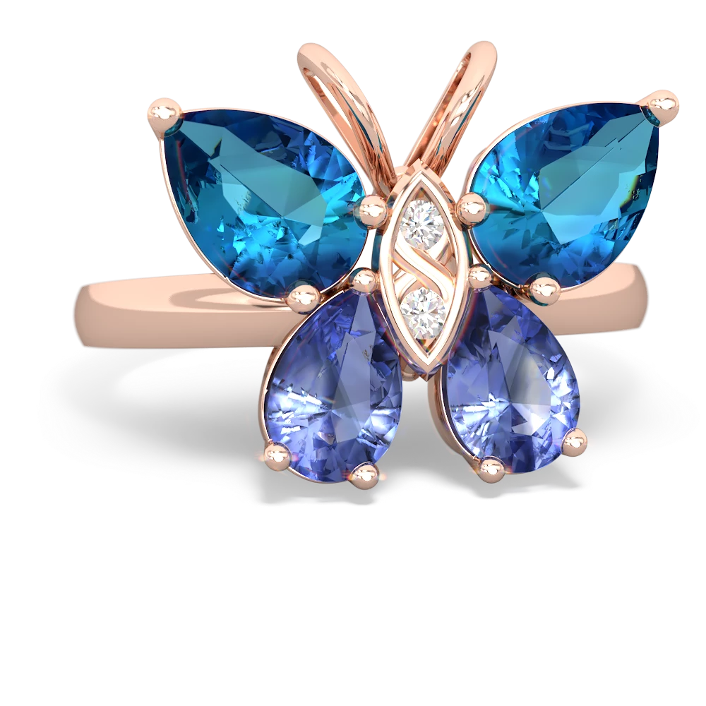 London Topaz Butterfly 14K Rose Gold ring R2215