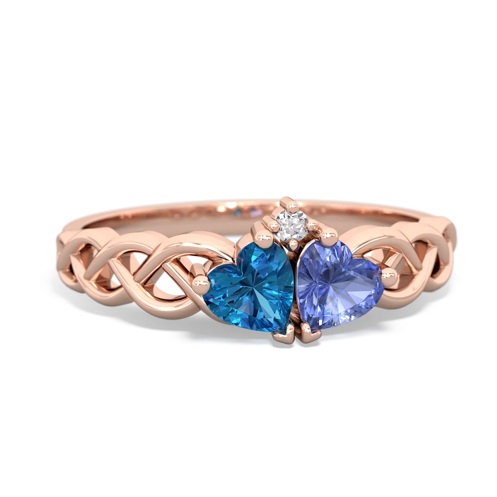 London Topaz Heart To Heart Braid 14K Rose Gold ring R5870