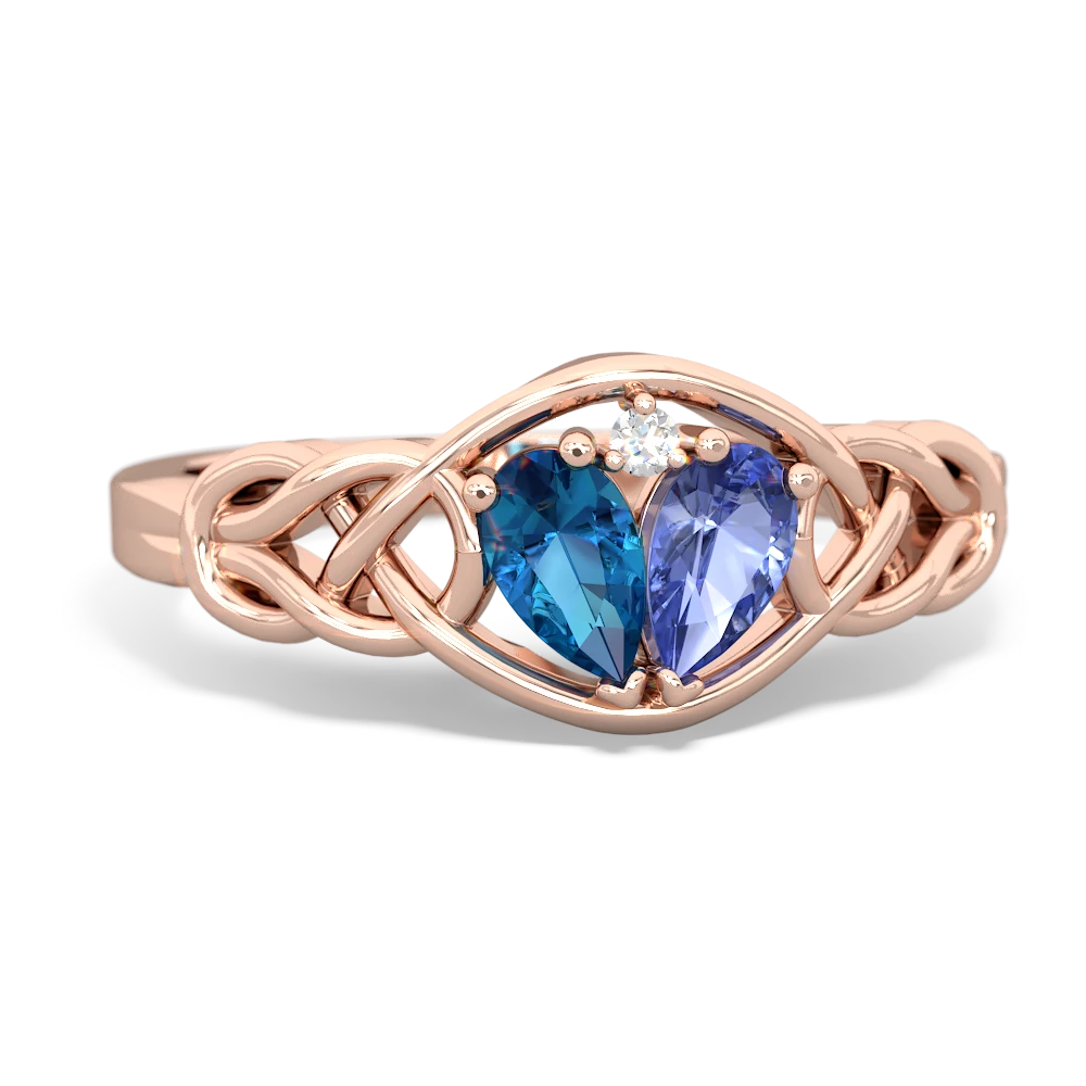 London Topaz Celtic Love Knot 14K Rose Gold ring R5420