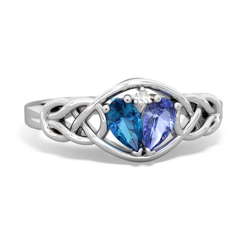 London Topaz Celtic Love Knot 14K White Gold ring R5420