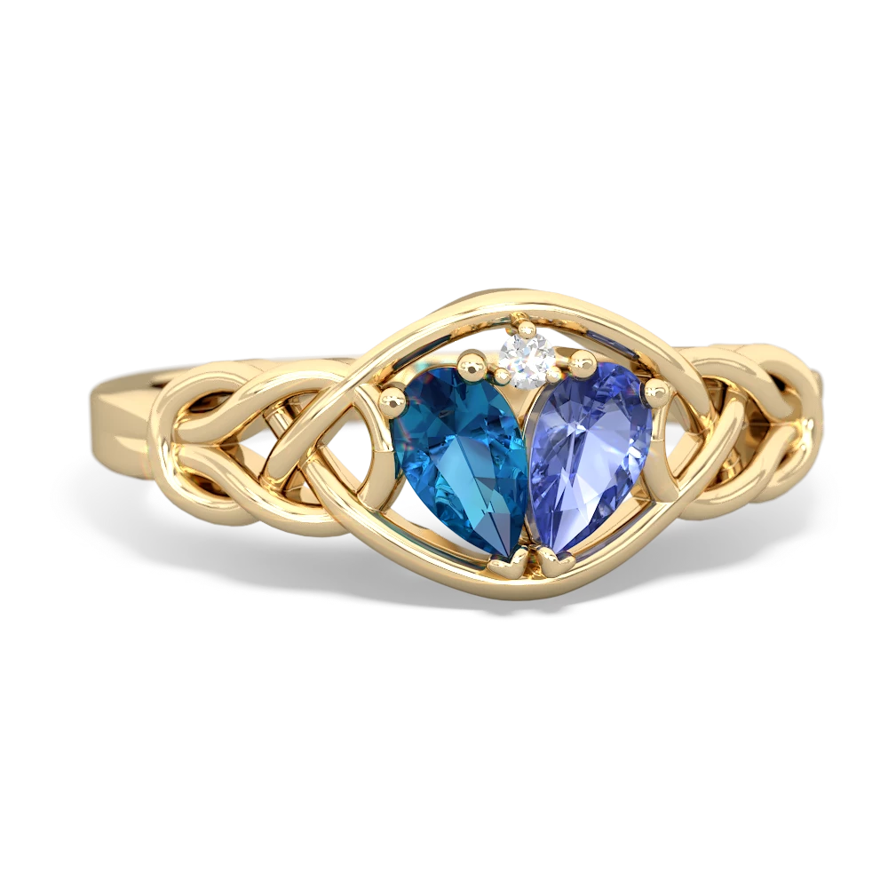 London Topaz Celtic Love Knot 14K Yellow Gold ring R5420