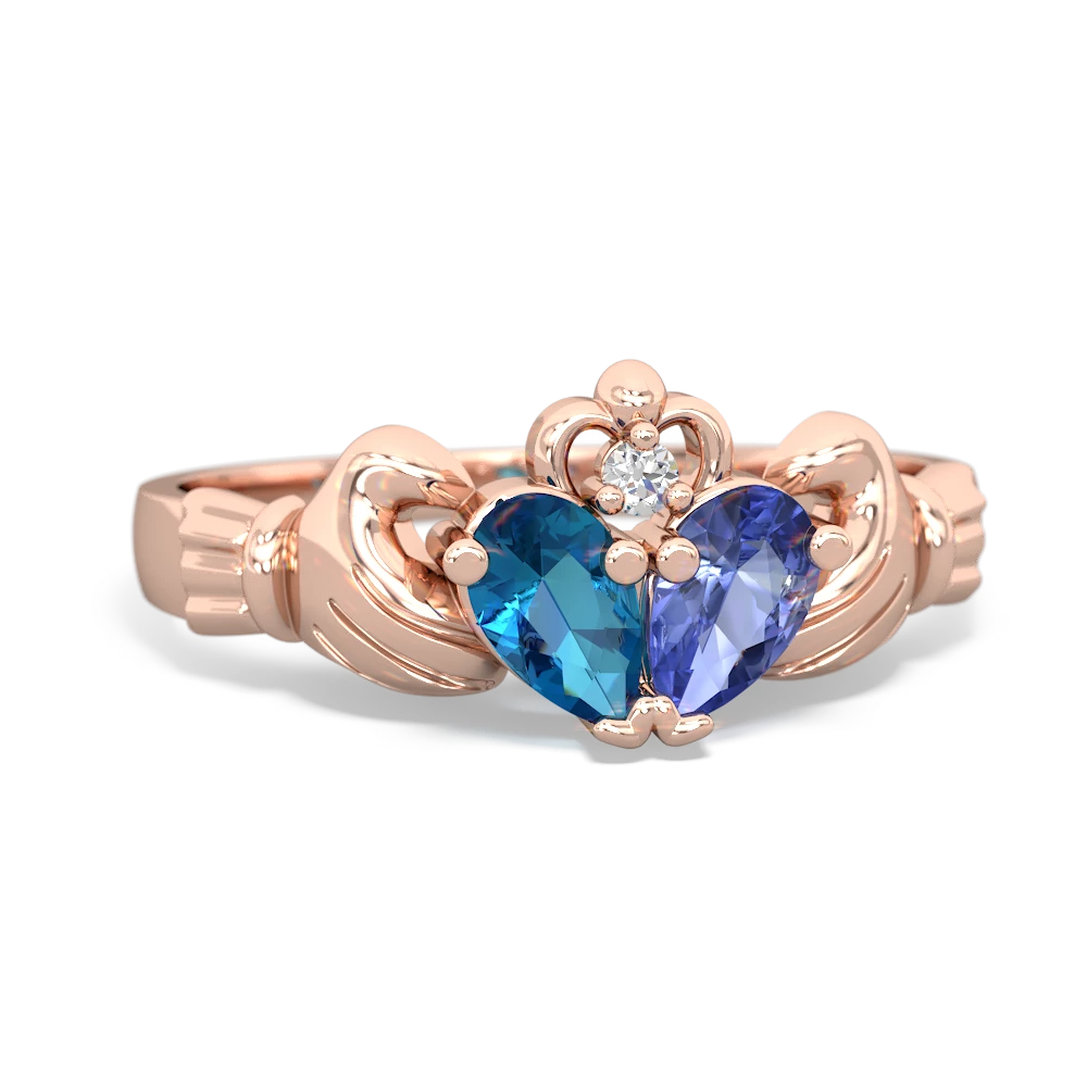 London Topaz 'Our Heart' Claddagh 14K Rose Gold ring R2388