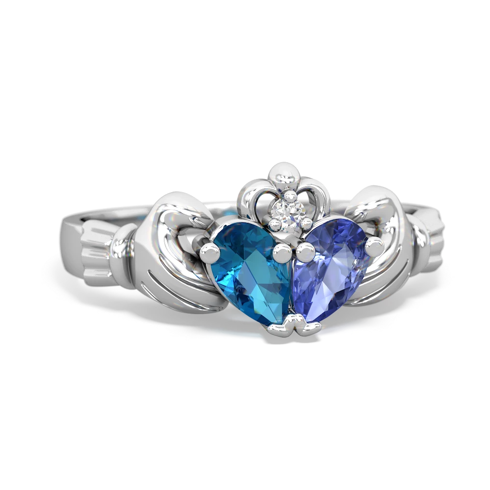 London Topaz 'Our Heart' Claddagh 14K White Gold ring R2388