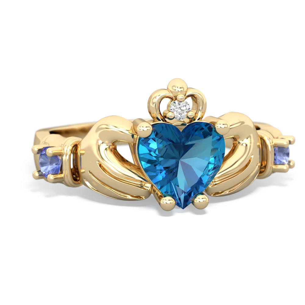 London Topaz Claddagh Keepsake 14K Yellow Gold ring R5245