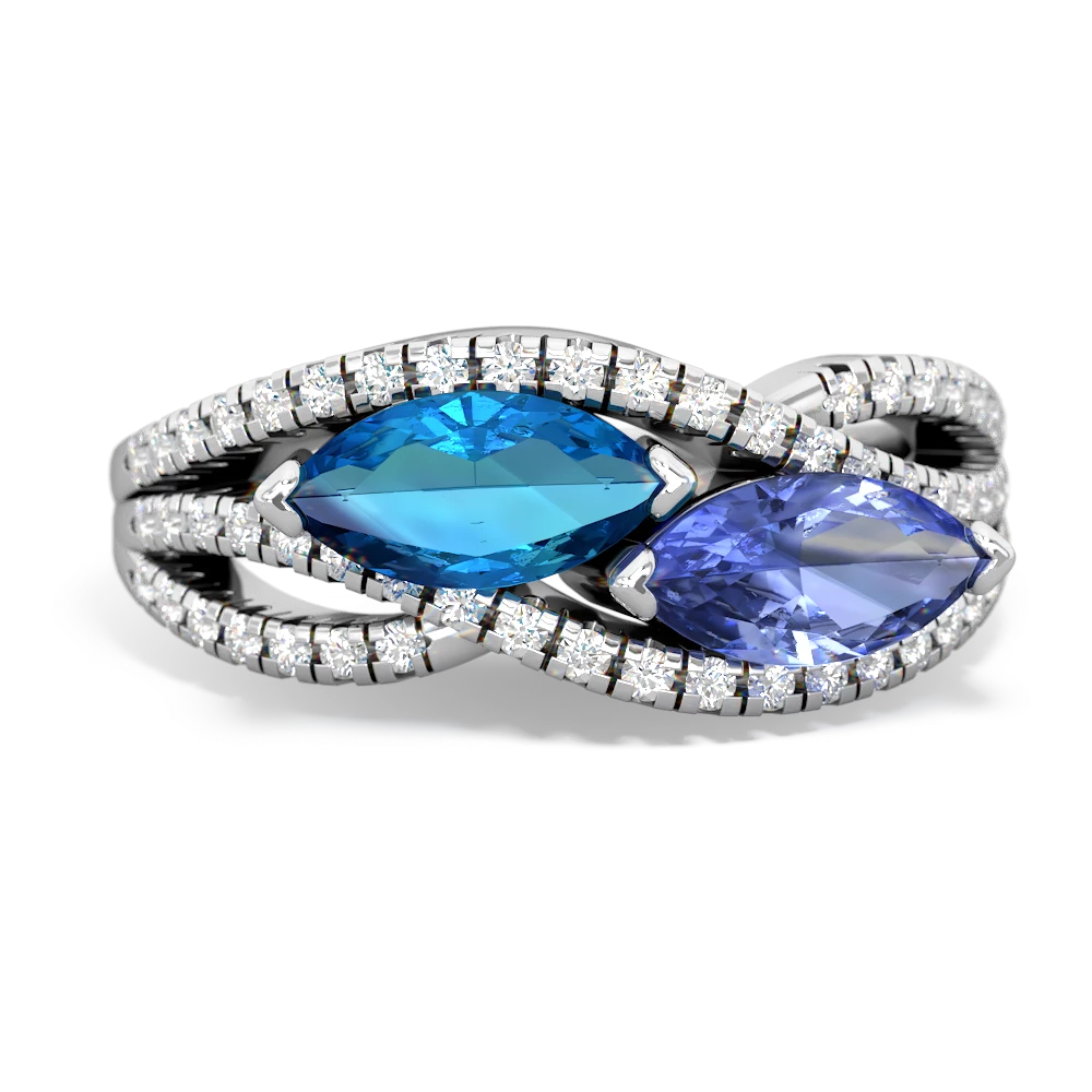 London Topaz Diamond Rivers 14K White Gold ring R3070