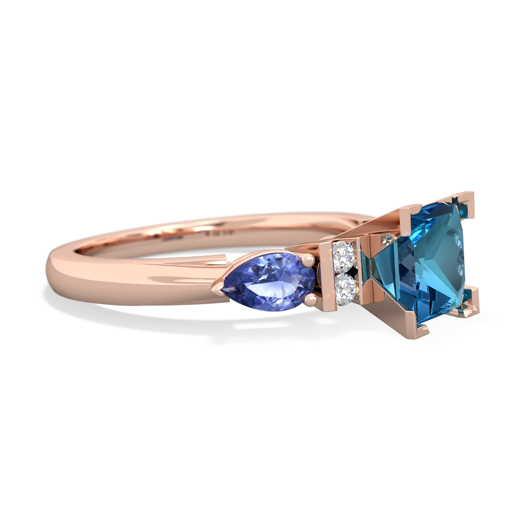 London Topaz 6Mm Princess Eternal Embrace Engagement 14K Rose Gold ring C2002