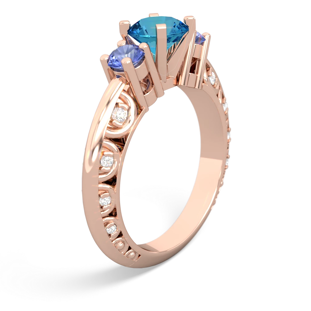 London Topaz Art Deco Eternal Embrace Engagement 14K Rose Gold ring C2003