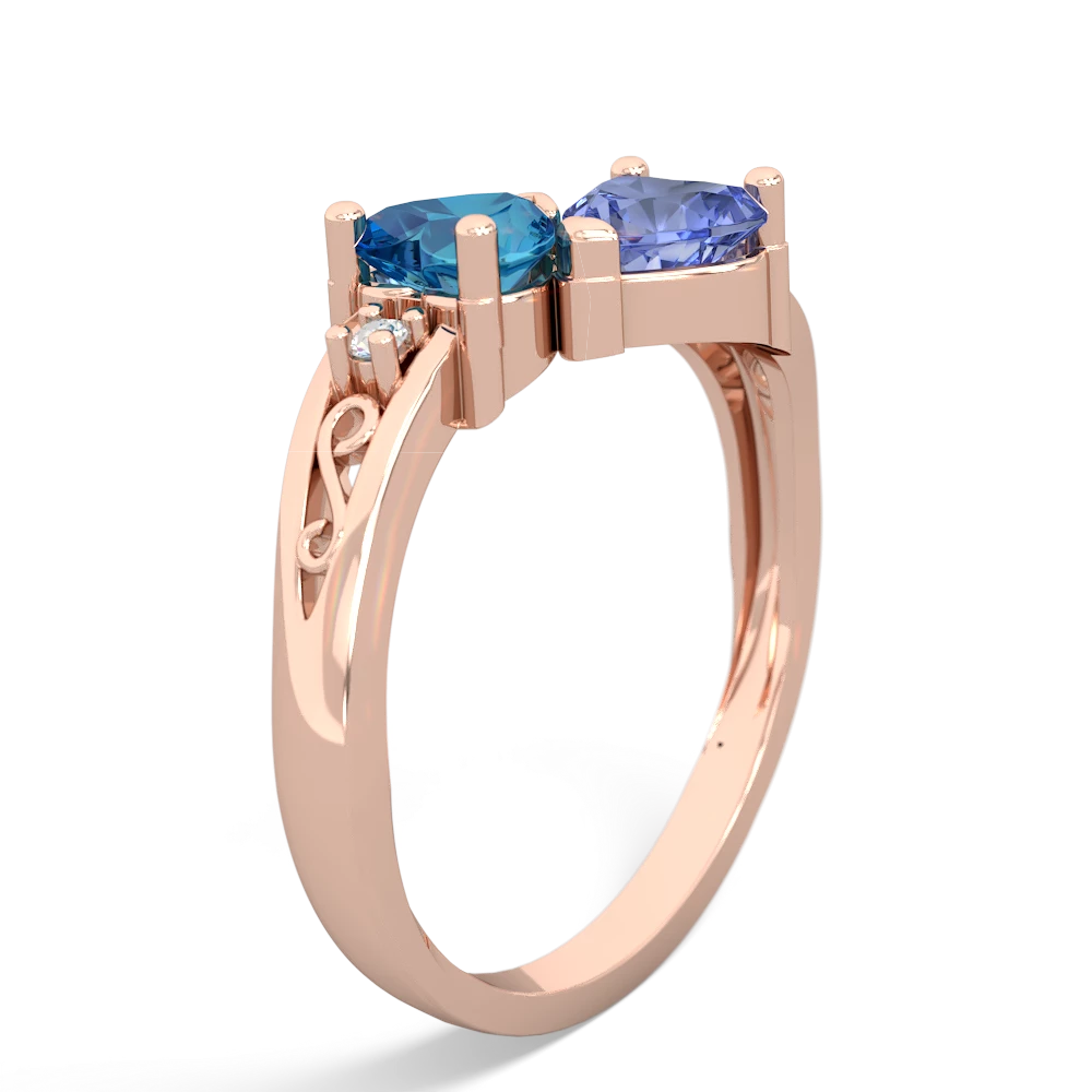 London Topaz Snuggling Hearts 14K Rose Gold ring R2178