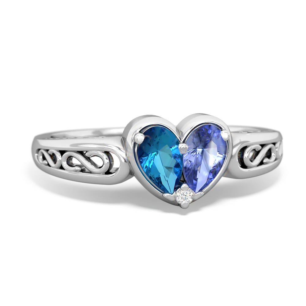 London Topaz Filligree 'One Heart' 14K White Gold ring R5070