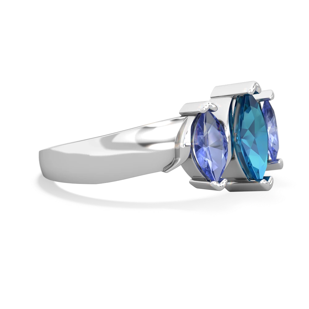 London Topaz Three Peeks 14K White Gold ring R2433