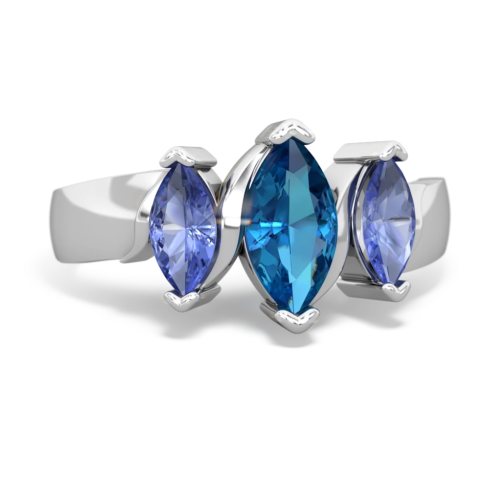 London Topaz Three Peeks 14K White Gold ring R2433