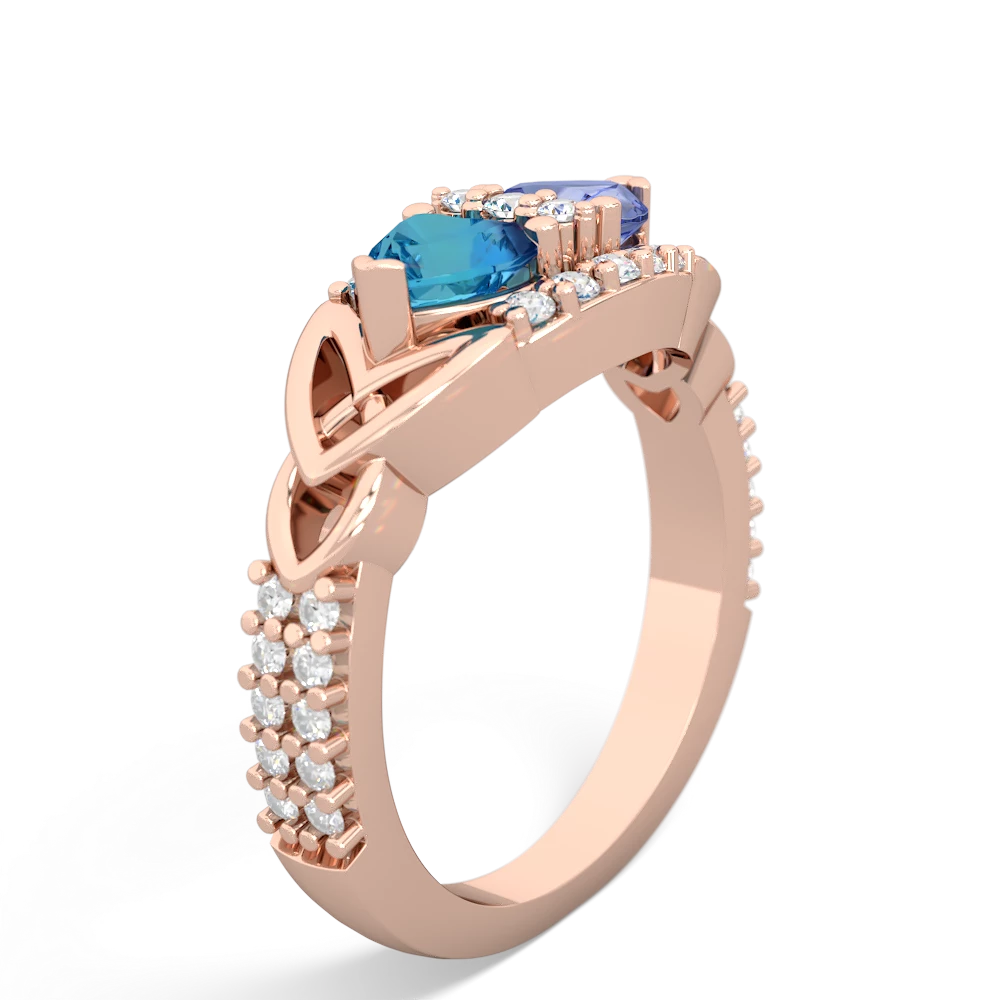 London Topaz Sparkling Celtic Knot 14K Rose Gold ring R2645