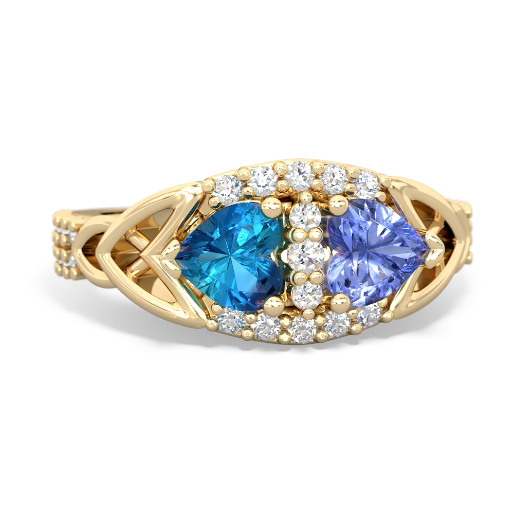 London Topaz Sparkling Celtic Knot 14K Yellow Gold ring R2645