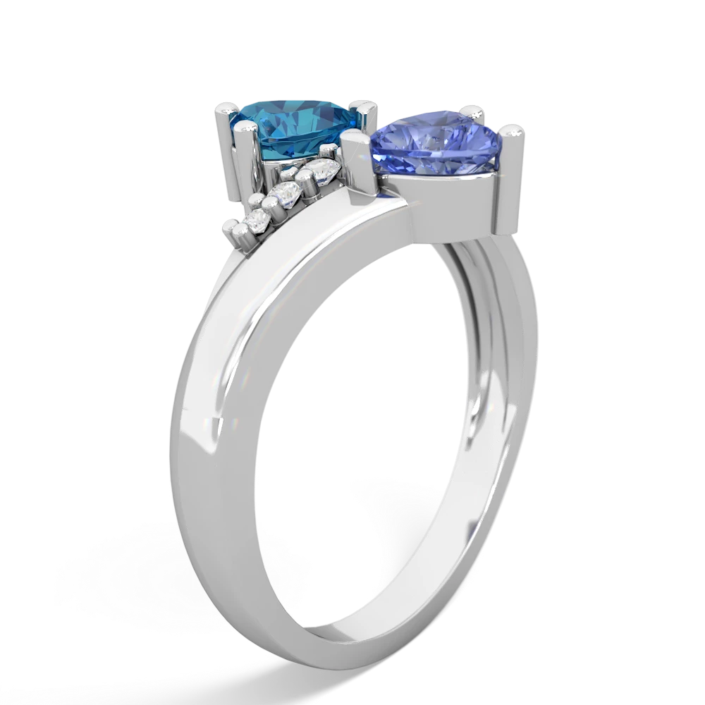 London Topaz Heart To Heart 14K White Gold ring R2064