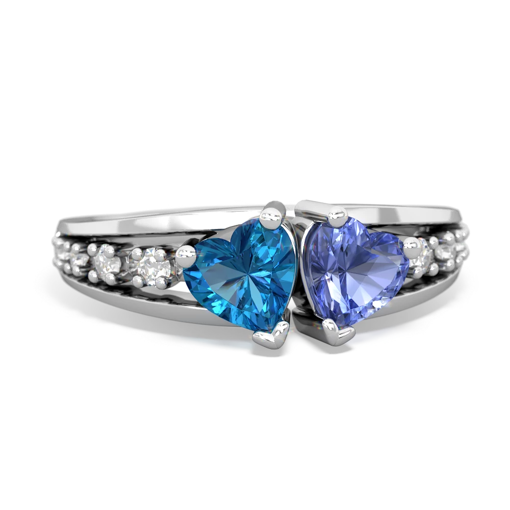 London Topaz Heart To Heart 14K White Gold ring R3342