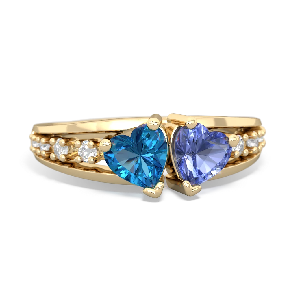 London Topaz Heart To Heart 14K Yellow Gold ring R3342