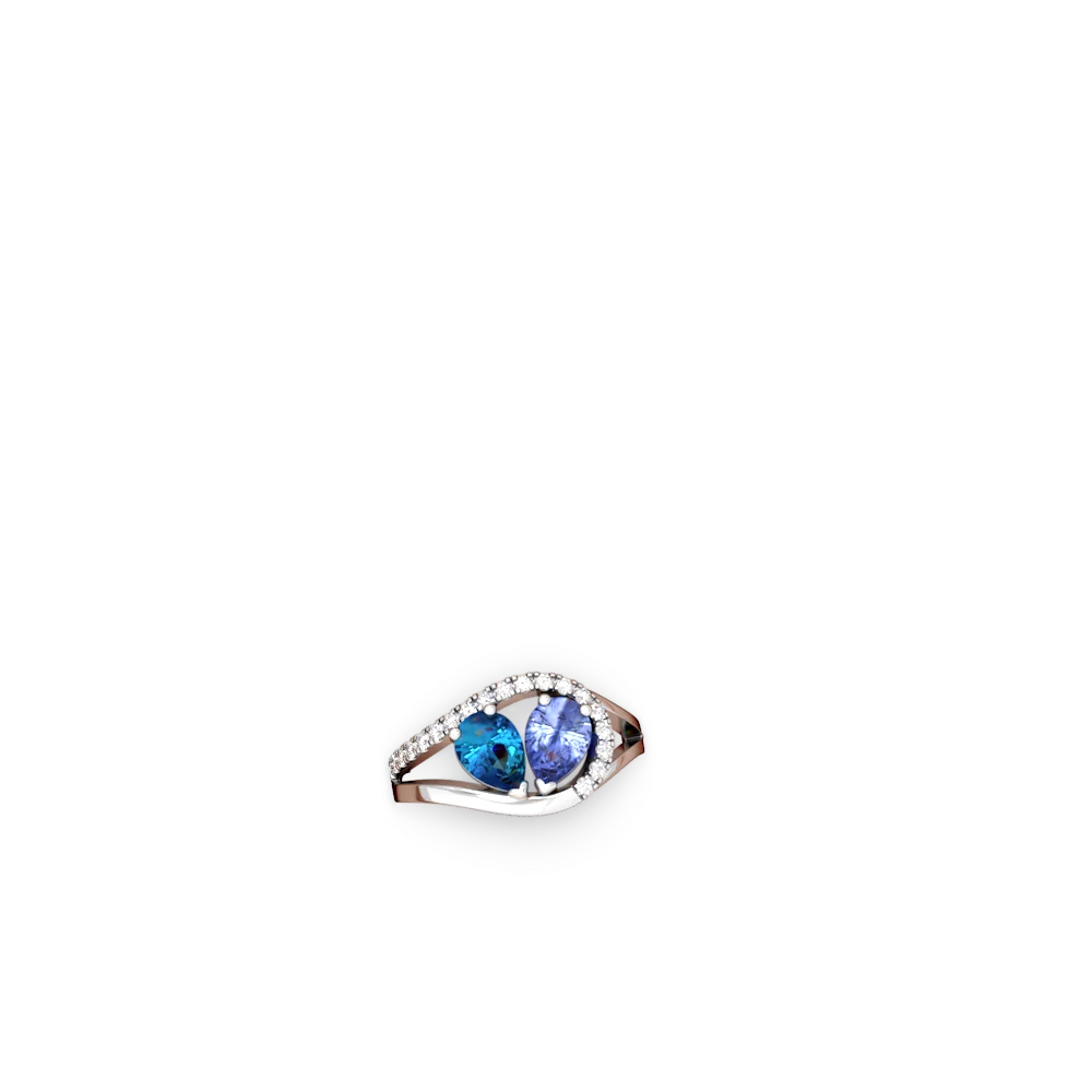 London Topaz Nestled Heart Keepsake 14K White Gold ring R5650