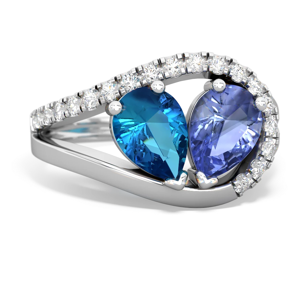 London Topaz Nestled Heart Keepsake 14K White Gold ring R5650