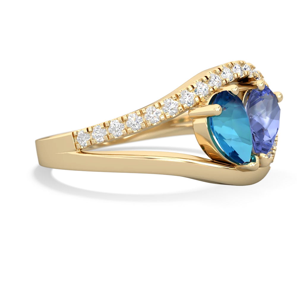 London Topaz Nestled Heart Keepsake 14K Yellow Gold ring R5650