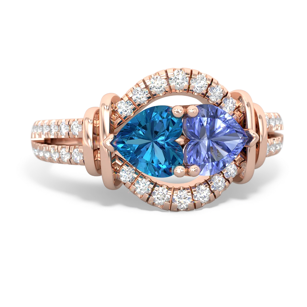 London Topaz Art-Deco Keepsake 14K Rose Gold ring R5630