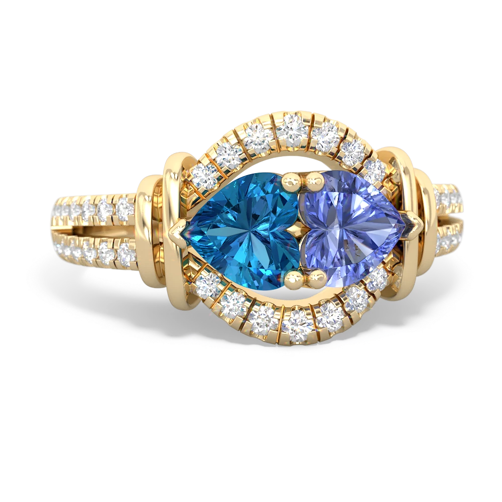 London Topaz Art-Deco Keepsake 14K Yellow Gold ring R5630