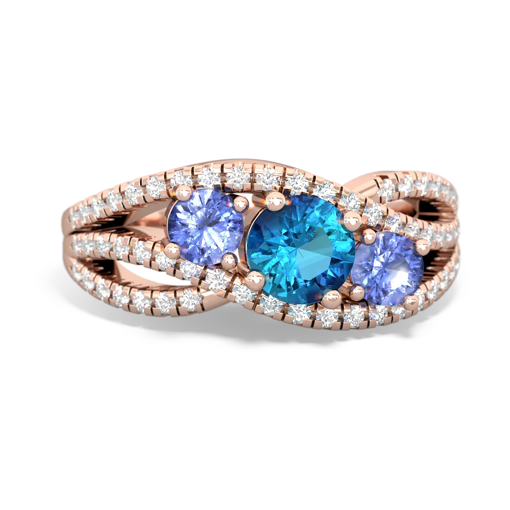 London Topaz Three Stone Aurora 14K Rose Gold ring R3080