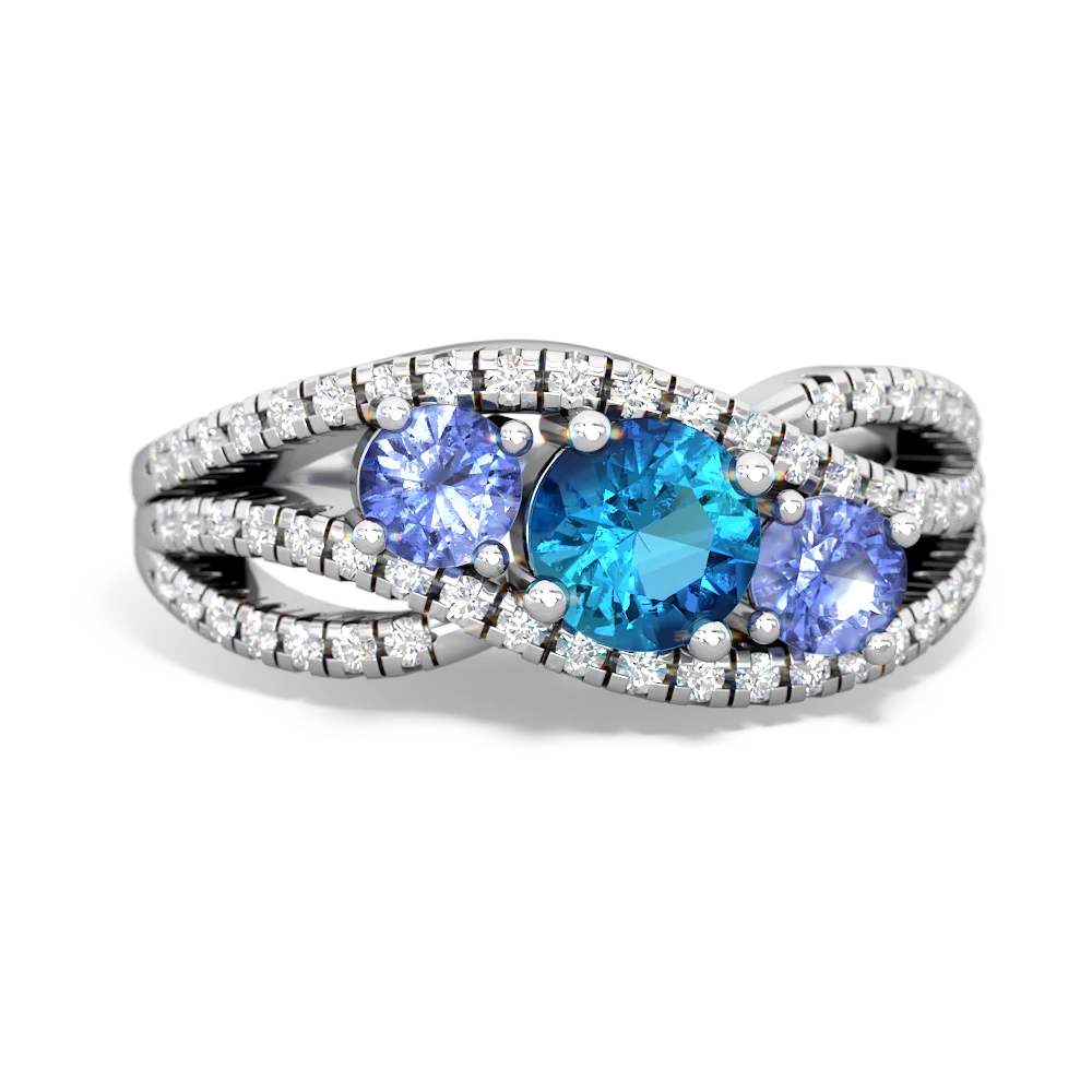 London Topaz Three Stone Aurora 14K White Gold ring R3080