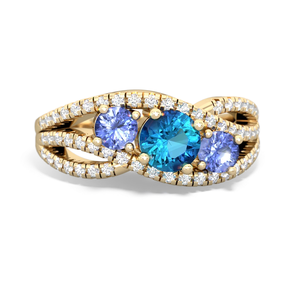 London Topaz Three Stone Aurora 14K Yellow Gold ring R3080