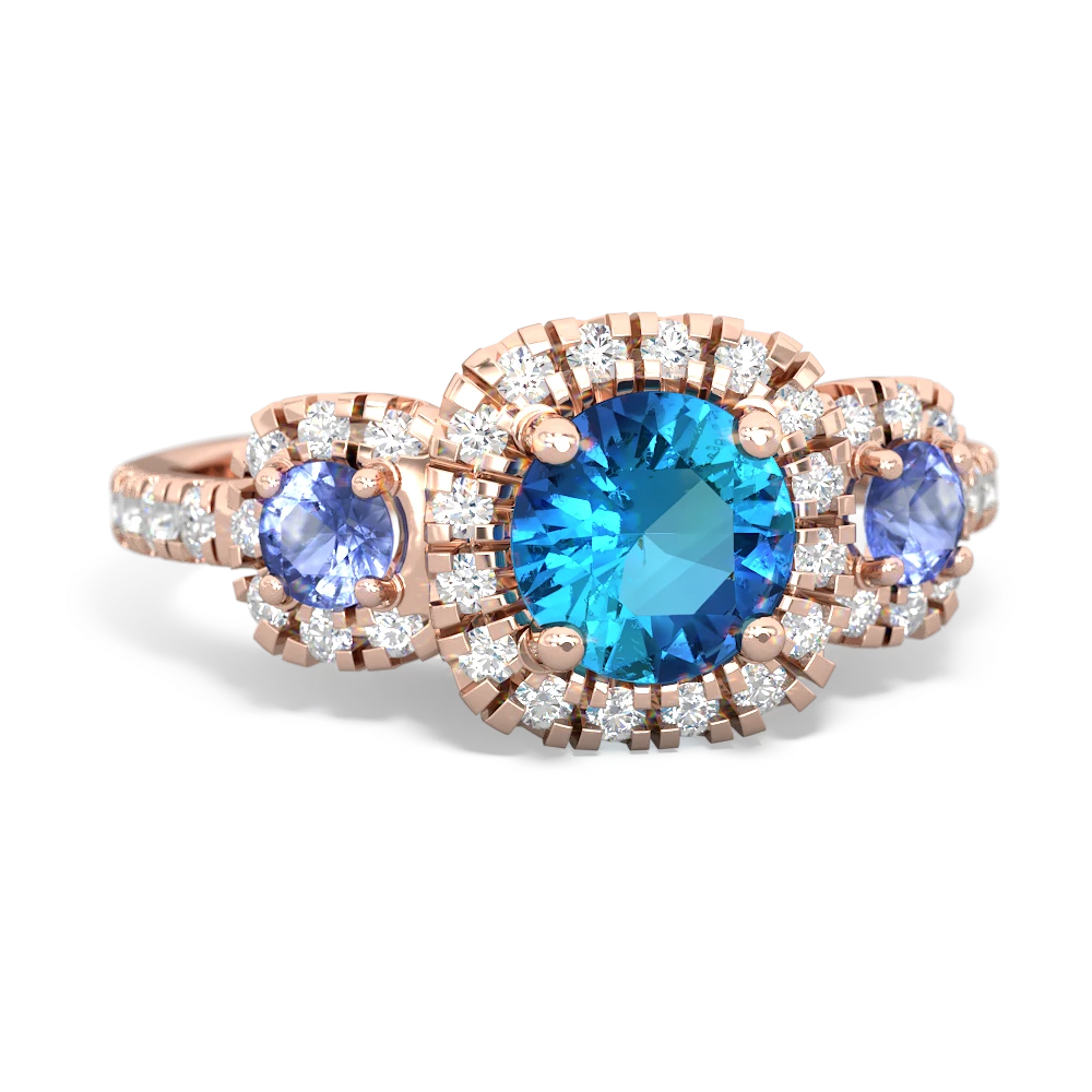 London Topaz Regal Halo 14K Rose Gold ring R5350