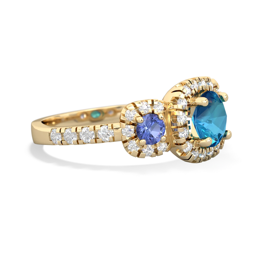 London Topaz Regal Halo 14K Yellow Gold ring R5350