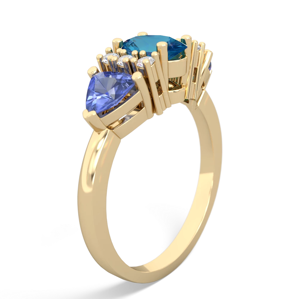 London Topaz Antique Style Three Stone 14K Yellow Gold ring R2186