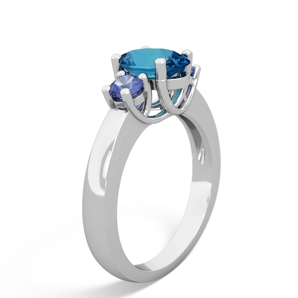 London Topaz Three Stone Oval Trellis 14K White Gold ring R4024