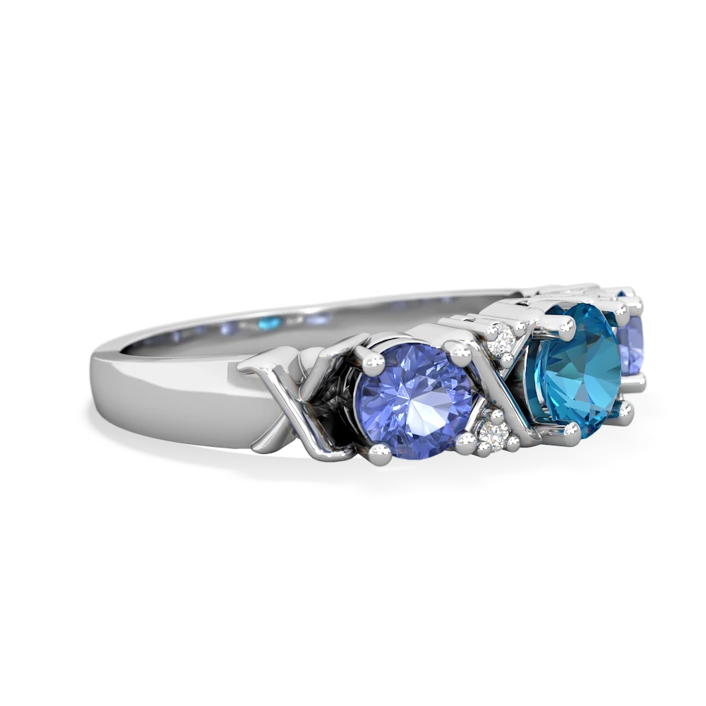 London Topaz Hugs And Kisses 14K White Gold ring R5016