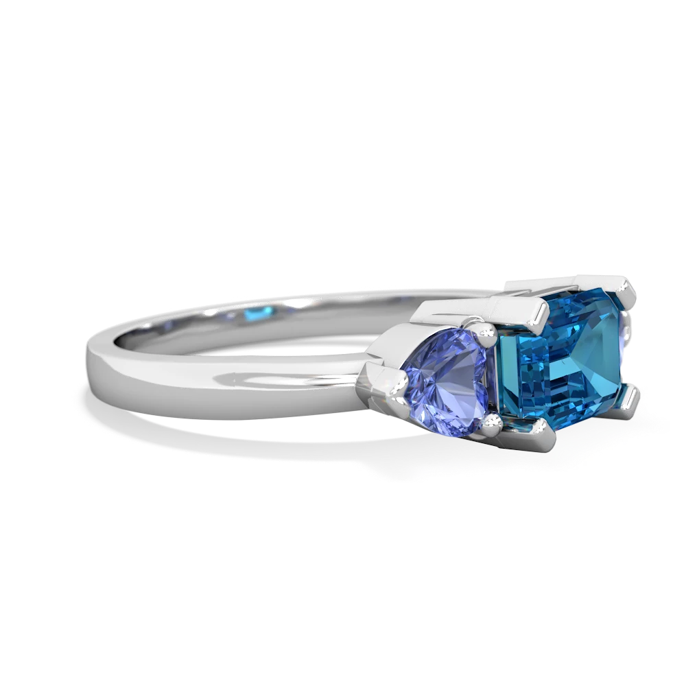 London Topaz Three Stone 14K White Gold ring R5235