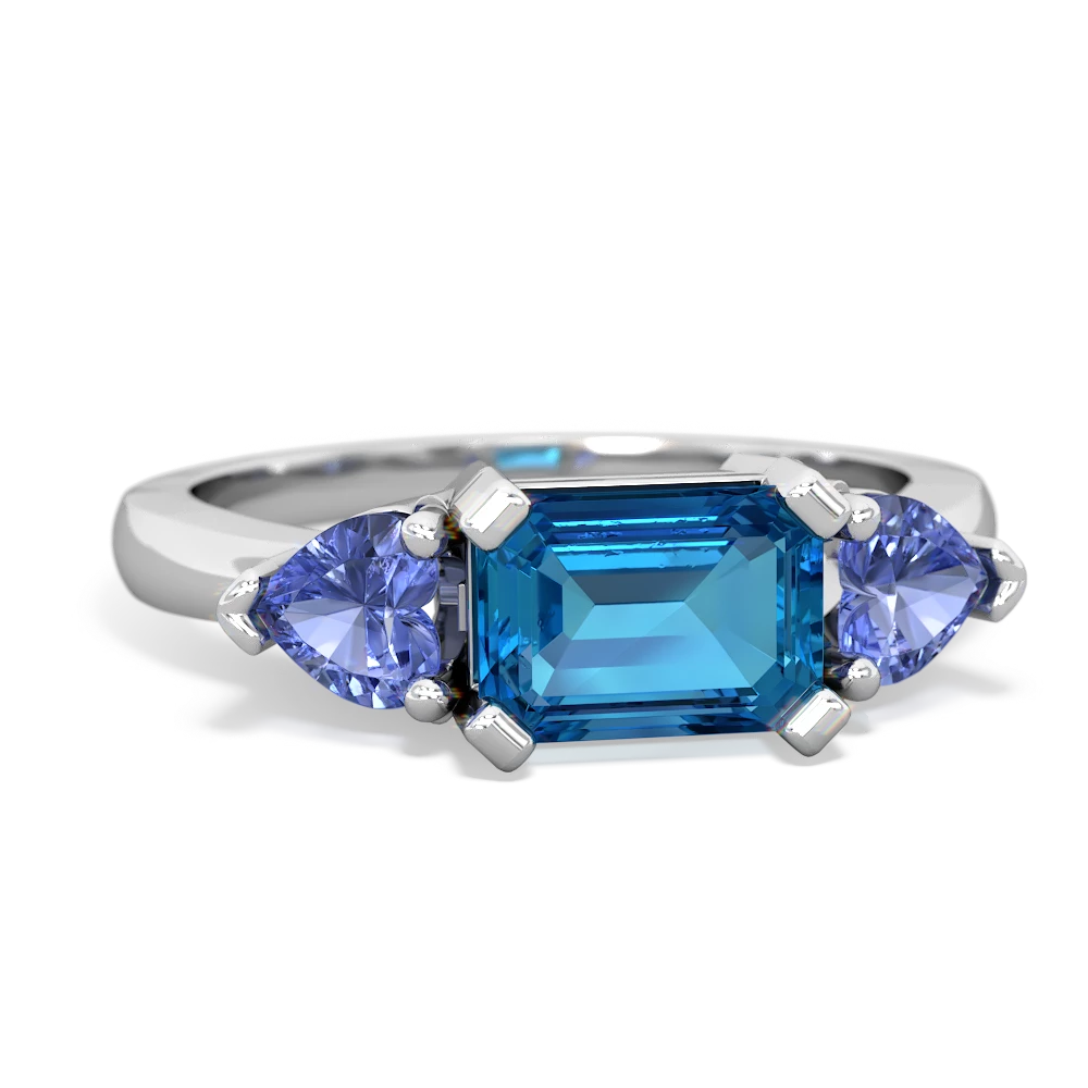 London Topaz Three Stone 14K White Gold ring R5235