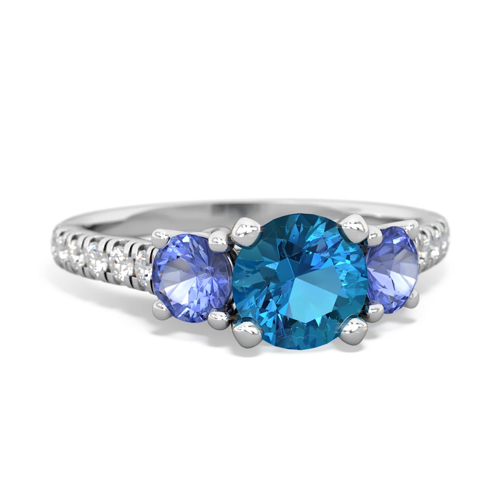 London Topaz Pave Trellis 14K White Gold ring R5500