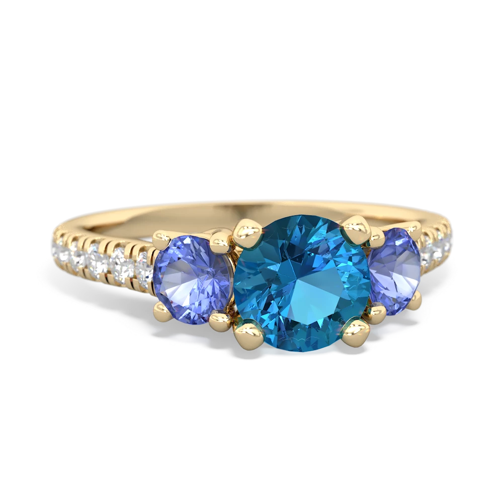 London Topaz Pave Trellis 14K Yellow Gold ring R5500