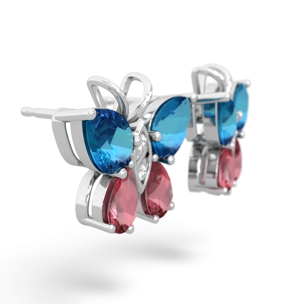 London Topaz Butterfly 14K White Gold earrings E2215