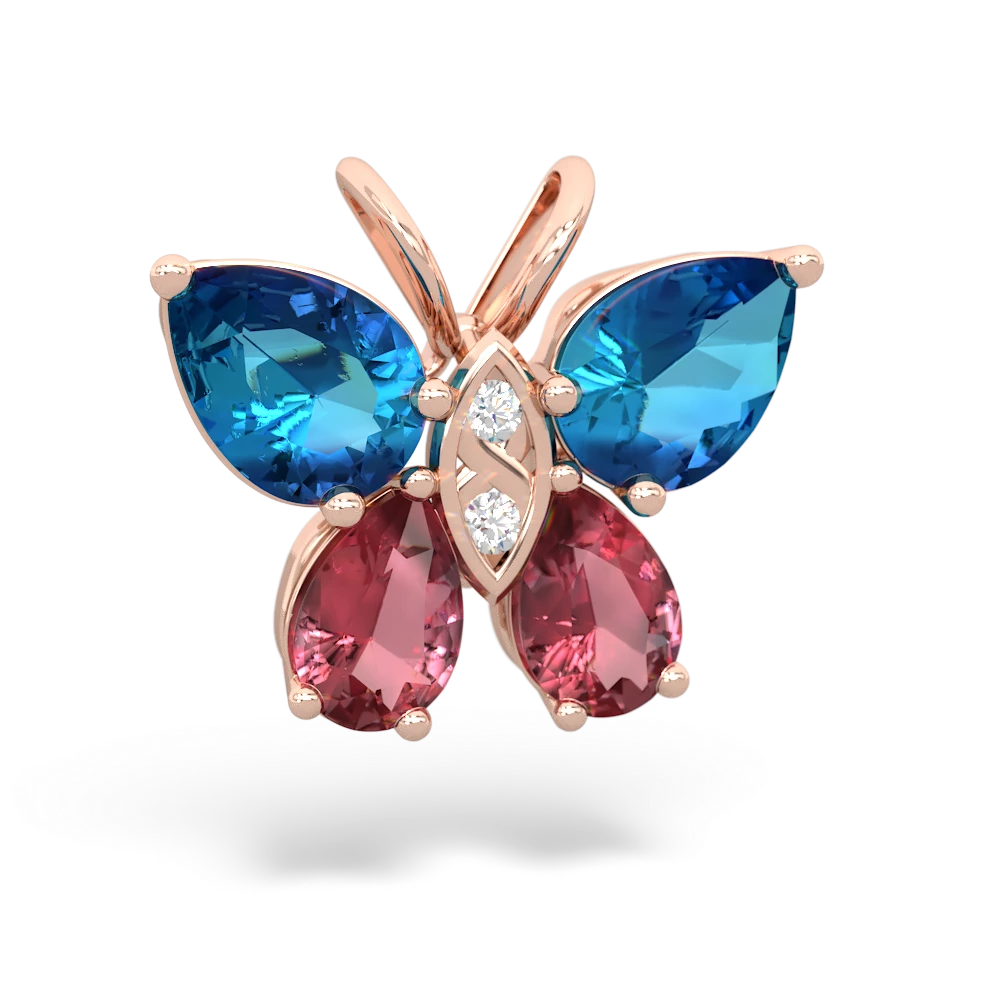 London Topaz Butterfly 14K Rose Gold pendant P2215