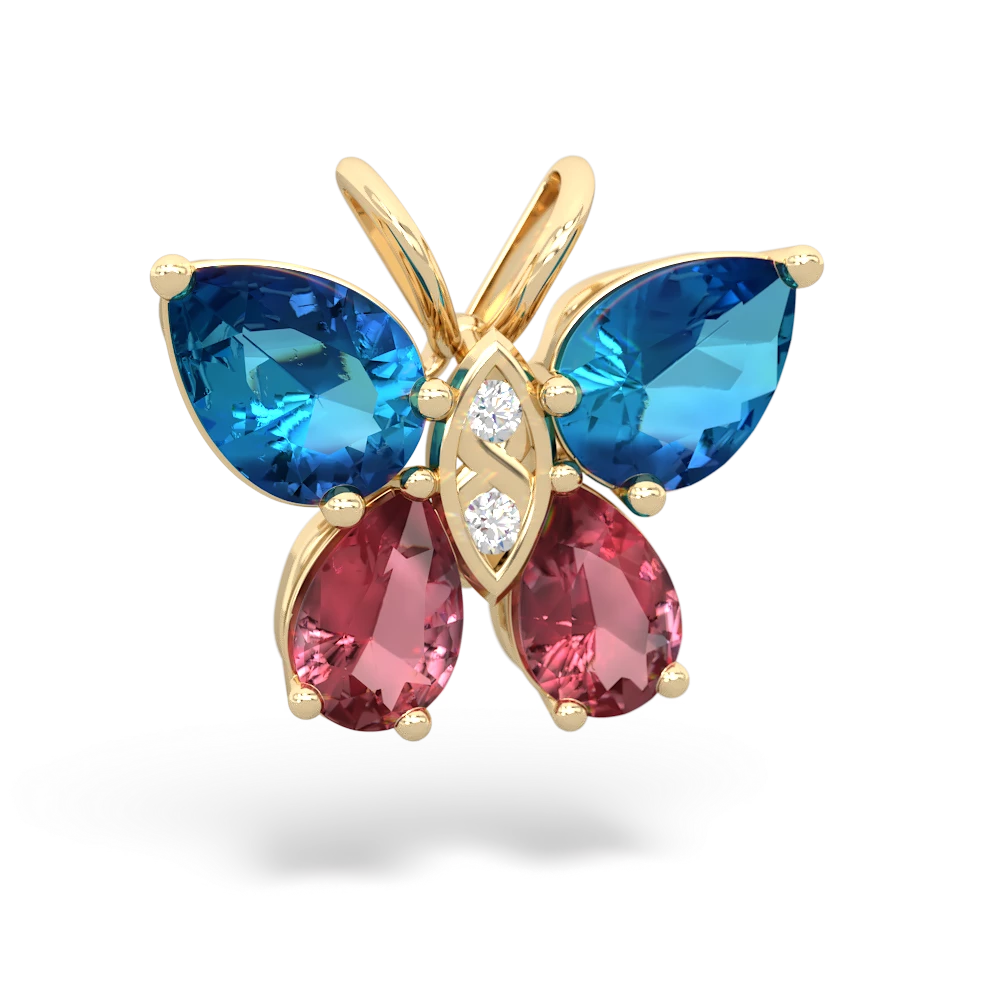 London Topaz Butterfly 14K Yellow Gold pendant P2215