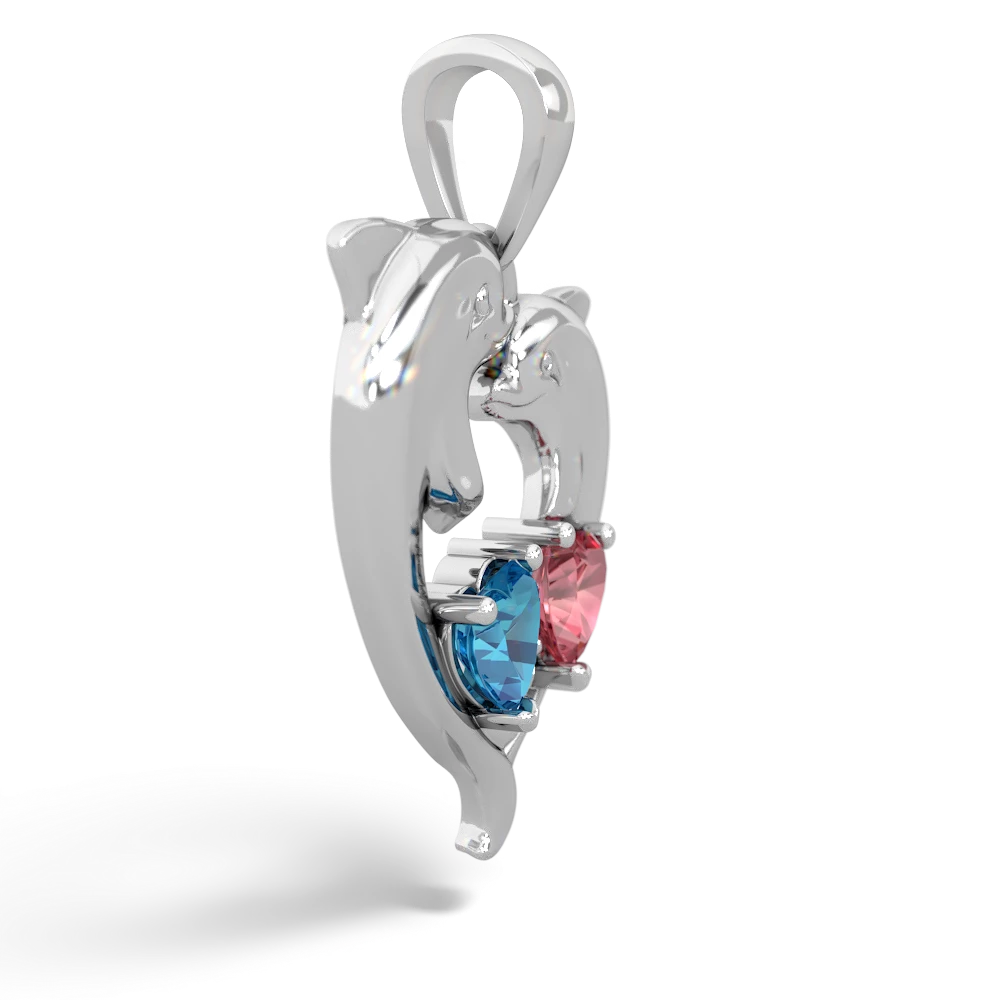 London Topaz Dolphin Heart 14K White Gold pendant P5820