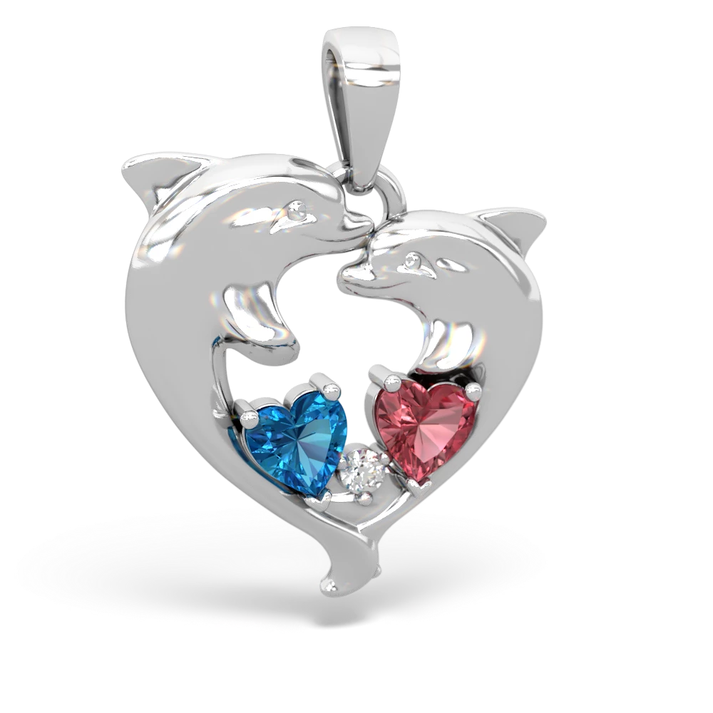 London Topaz Dolphin Heart 14K White Gold pendant P5820